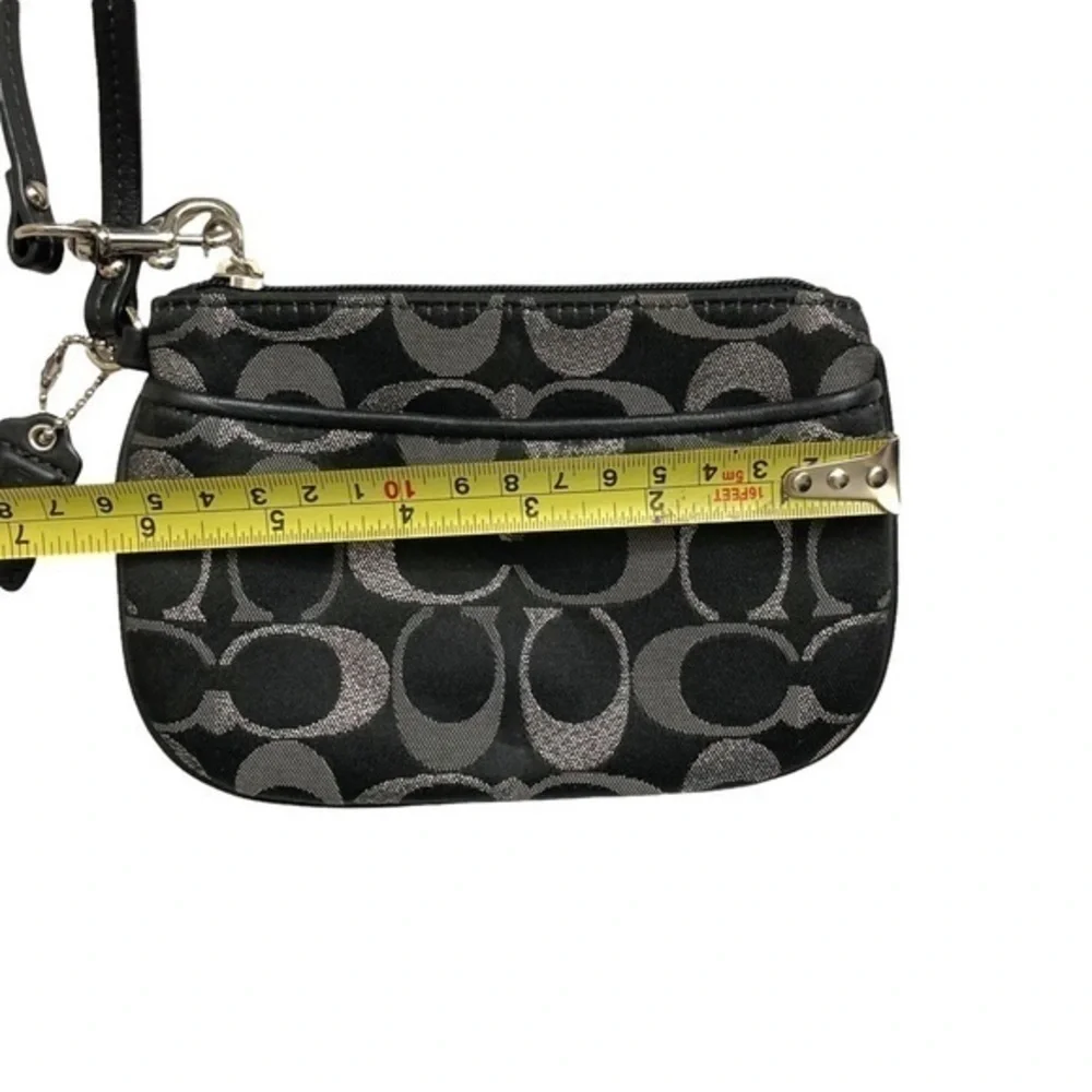 Coach black gray silver signature c wristlet bag